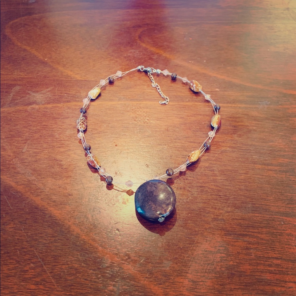 Vintage Jewelry | Brown Stone-bead necklace